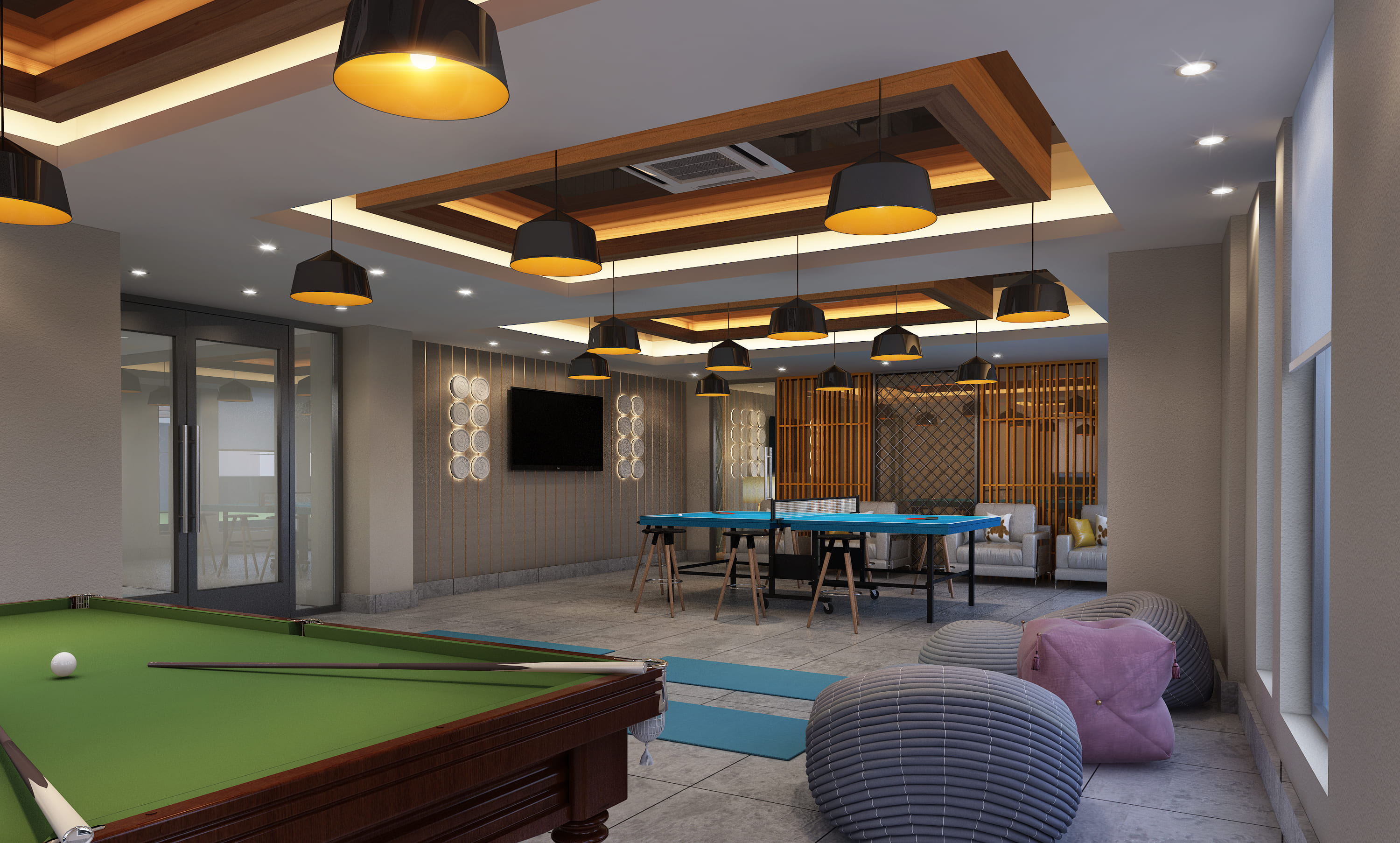 Outdoor pool and landscaped terrace